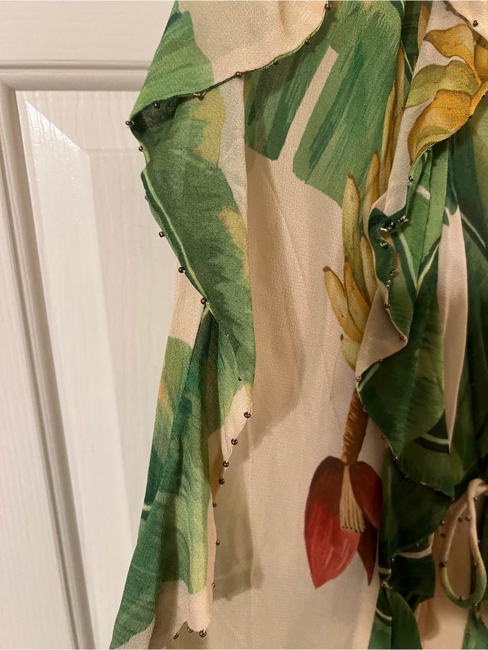 NWT FARM Rio Fresh Bananas Vibrant Green and Beige Maxi Dress Size Medium - Picture 4 of 11